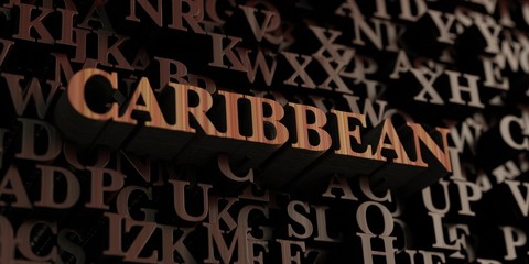 Caribbean - Wooden 3D rendered letters/message.  Can be used for an online banner ad or a print postcard.