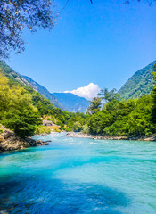 Valley with river and mountain. Abkhazia