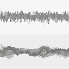 Segmented vector audio waves. Advanced digital music visualization. Monochrome illustration of sound frequencies. Element of design. - 128124227