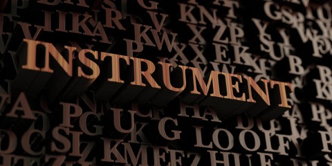 Instrument - Wooden 3D rendered letters/message.  Can be used for an online banner ad or a print postcard.