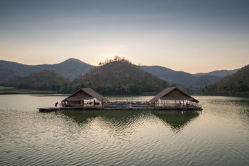Fototapeta premium Beautiful view of lake (Khao wong resevoir) in evening