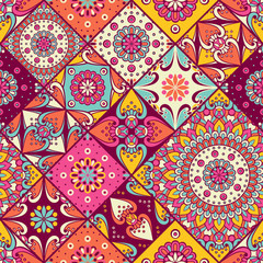 Ethnic floral seamless pattern
