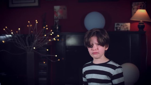 4k Family Home Shot of Angry Child Craying