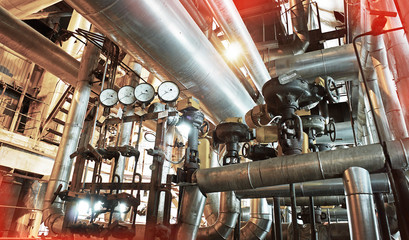 Industrial zone, Steel pipelines, valves and pumps