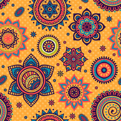 Ethnic floral seamless pattern
