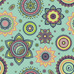 Ethnic floral seamless pattern