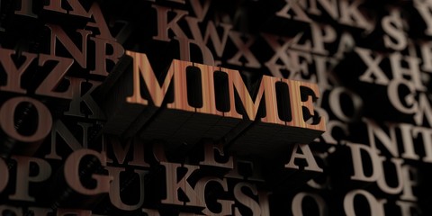 Mime - Wooden 3D rendered letters/message.  Can be used for an online banner ad or a print postcard.