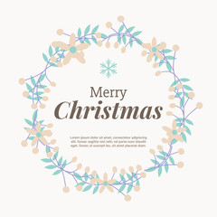 merry christmas with cute floral wreath. vector illustration. lovely and cute design concept.