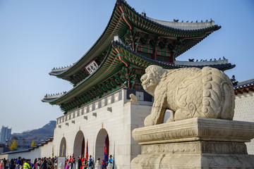 Naklejka premium Nov 16, 2016 Gwanghwamun-Gyeongbokgung palace Gate at Sejongno, Seoul . Korea