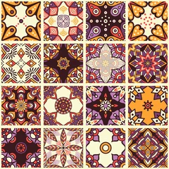 Fotobehang Marokkaanse tegels Etnisch bloemen naadloos patroon