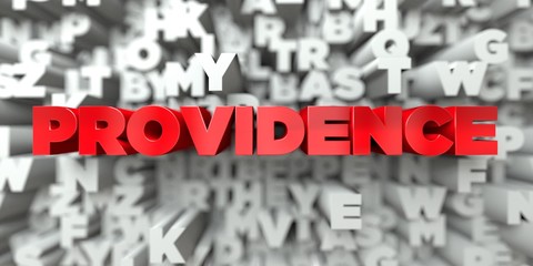 PROVIDENCE -  Red text on typography background - 3D rendered royalty free stock image. This image can be used for an online website banner ad or a print postcard.