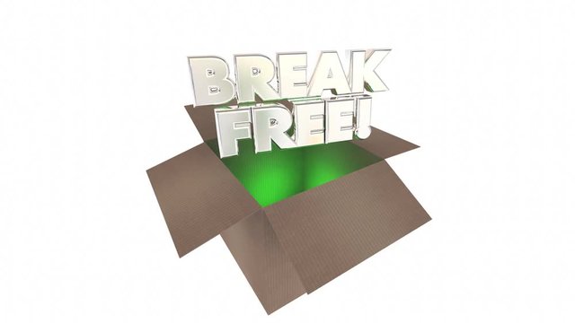 Break Free Liberate Yourself Cardboard Box Words 3d Animation