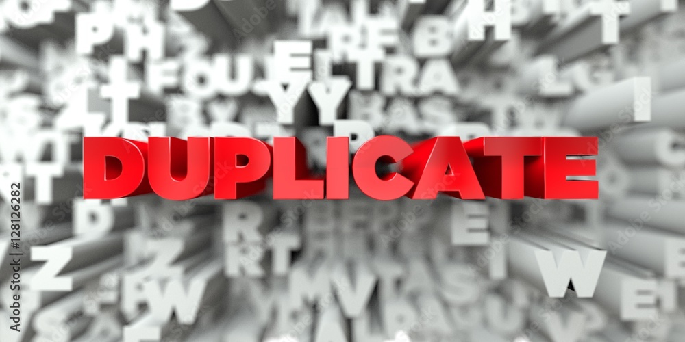 Fototapete duplicate - red text on typography background - 3d rendered royalty free stock image. this image can