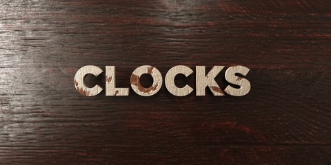 Clocks - grungy wooden headline on Maple  - 3D rendered royalty free stock image. This image can be used for an online website banner ad or a print postcard.