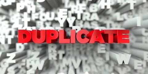 DUPLICATE -  Red text on typography background - 3D rendered royalty free stock image. This image can be used for an online website banner ad or a print postcard.