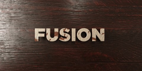 Fusion - grungy wooden headline on Maple  - 3D rendered royalty free stock image. This image can be used for an online website banner ad or a print postcard.