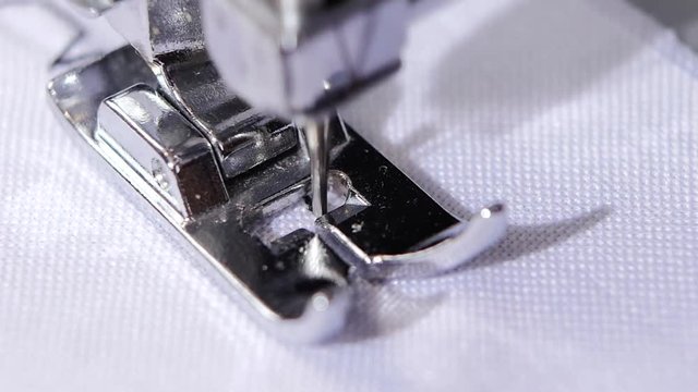 Sewing zigzag close. Sewing process. Slow motion