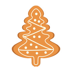 Gingerbread in the form of Christmas tree vector icon. Isolated on white background