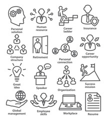 Business people management icons in line style