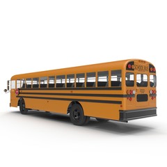 Plakat School bus isolated on white. 3D illustration