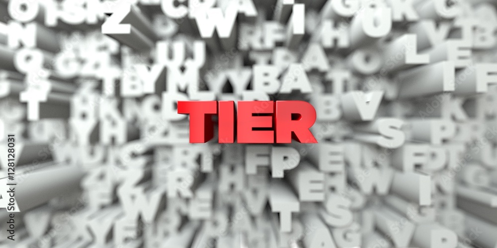 Fototapete TIER -  Red text on typography background - 3D rendered royalty free stock image. This image can be used for an online website banner ad or a print postcard.