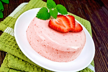 Panna cotta strawberry on board