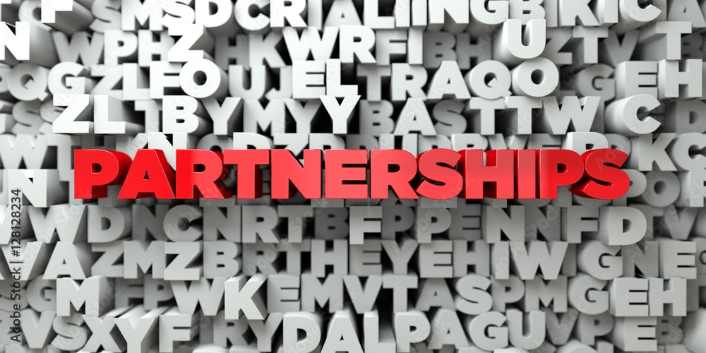 Fototapete partnerships - red text on typography background - 3d rendered royalty free stock image. this image 