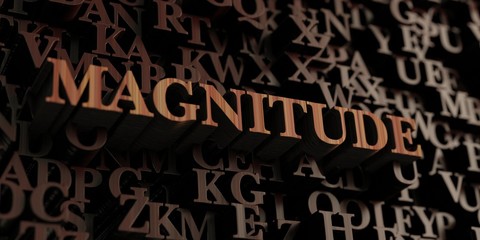 Obraz premium Magnitude - Wooden 3D rendered letters/message. Can be used for an online banner ad or a print postcard.