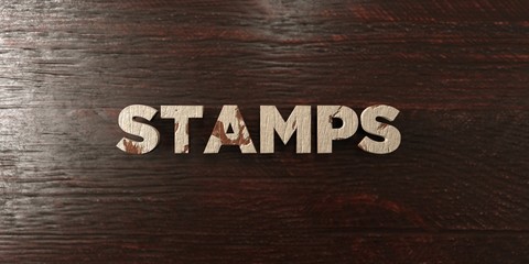 Stamps - grungy wooden headline on Maple  - 3D rendered royalty free stock image. This image can be used for an online website banner ad or a print postcard.