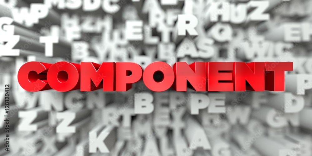 Fototapete component - red text on typography background - 3d rendered royalty free stock image. this image can