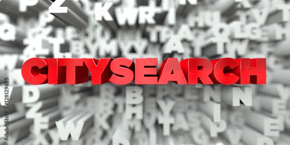 Fototapete citysearch - red text on typography background - 3d rendered royalty free stock image. this image ca