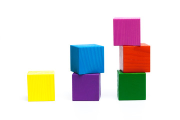 colored children cubes on  white isolated background