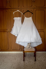 wedding dress and shoes