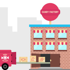 Fototapeta premium candy factory with fast delivery