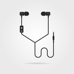 black earphones with shadow