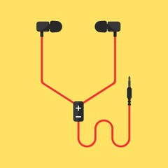 earphones isolated on yellow background