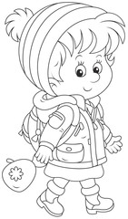 Schoolchild in winter clothes
