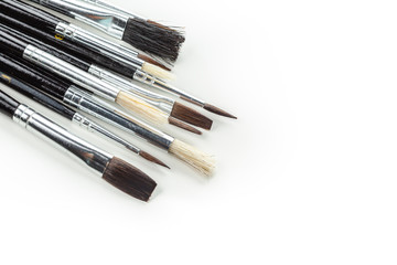 Obraz premium close up of paint brushes on white background