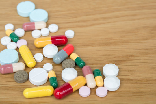 Drug on old wood table