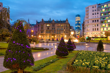 panoramic views of downton bilbao, spain