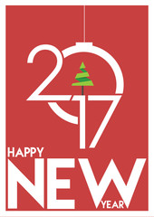 Happy New Year merry christmas 2017 background Calendar design typography illustration