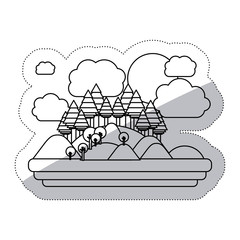 Forest and mountain icon. Landscape nature outdoor beautiful and season theme. Isolated design. Vector illustration