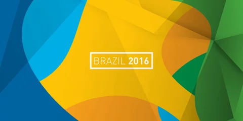 Fotobehang Rio 2016 Brazil abstract colorful Summer color Green, orange, yellow, blue. Summer Brazilian background © kapo