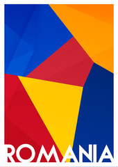 romania colorful flag map in geometric,mosaic polygonal style.Abstract tessellation,background