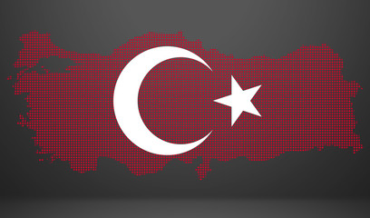 Turkey flag map in geometric,mosaic polygonal style.Abstract tessellation,background