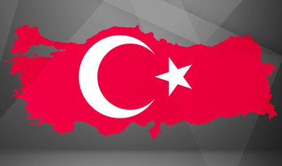 Turkey flag map in geometric,mosaic polygonal style.Abstract tessellation,background