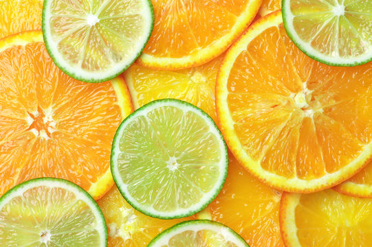 Orange And Lime Slices Background