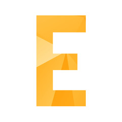 Letter alphabet on the orange triangle background