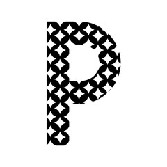 P alphabet on the white hipster fashion memphis style background