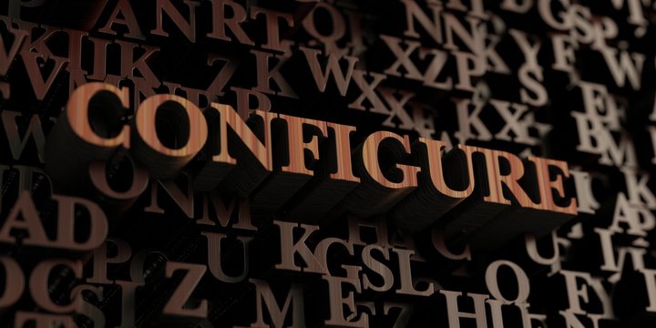 Configure - Wooden 3D rendered letters/message.  Can be used for an online banner ad or a print postcard.